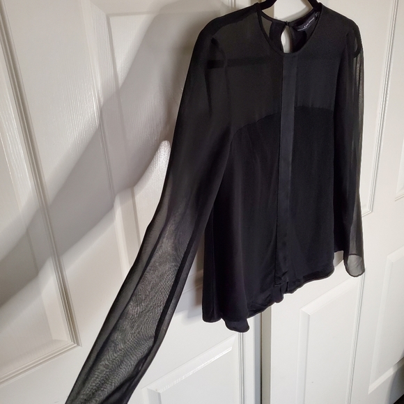 ZARA Black Sheer Sleeve Blouse - Picture 6 of 7